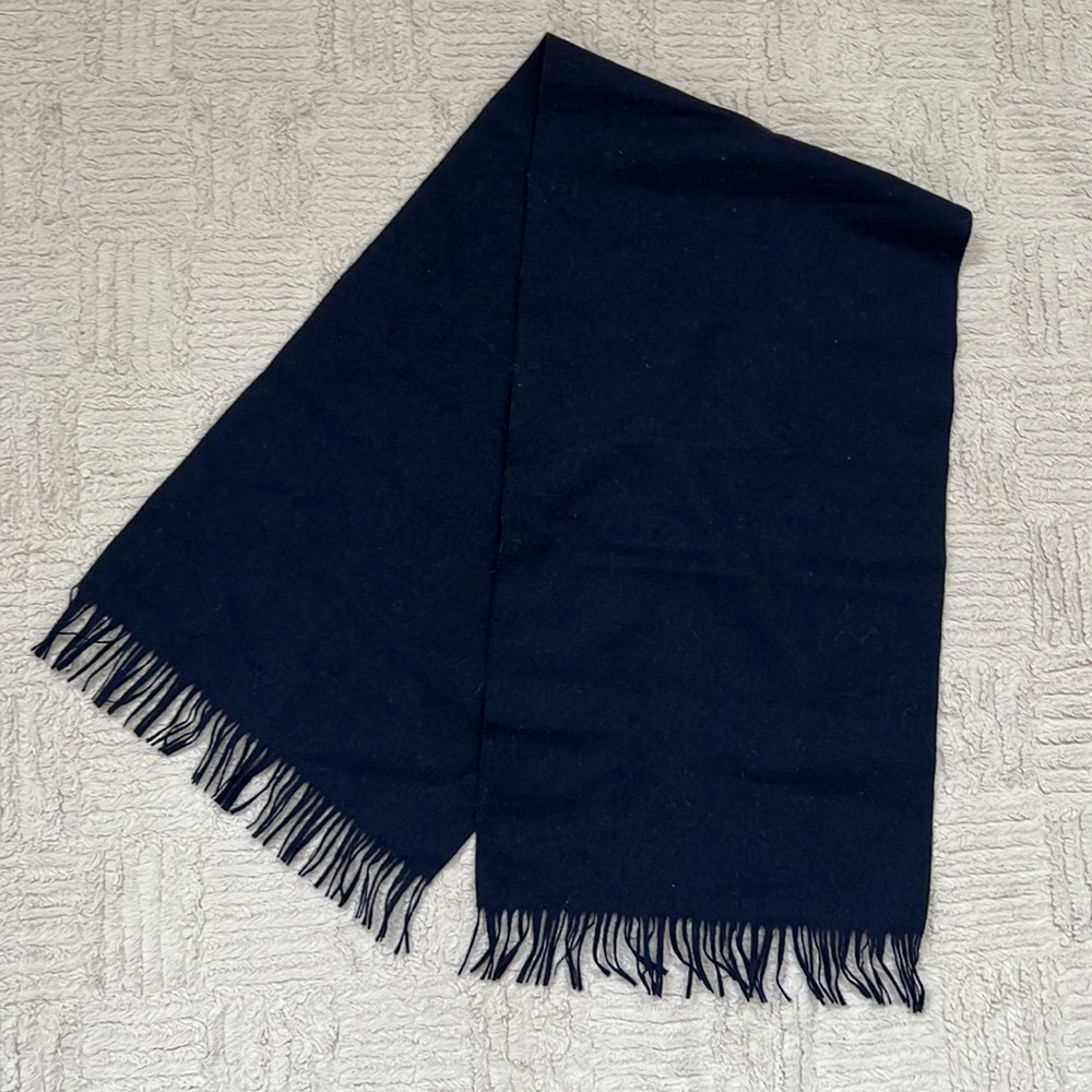 Pendleton 100% Wool Scarf, Solid Navy Blue With F… - image 6